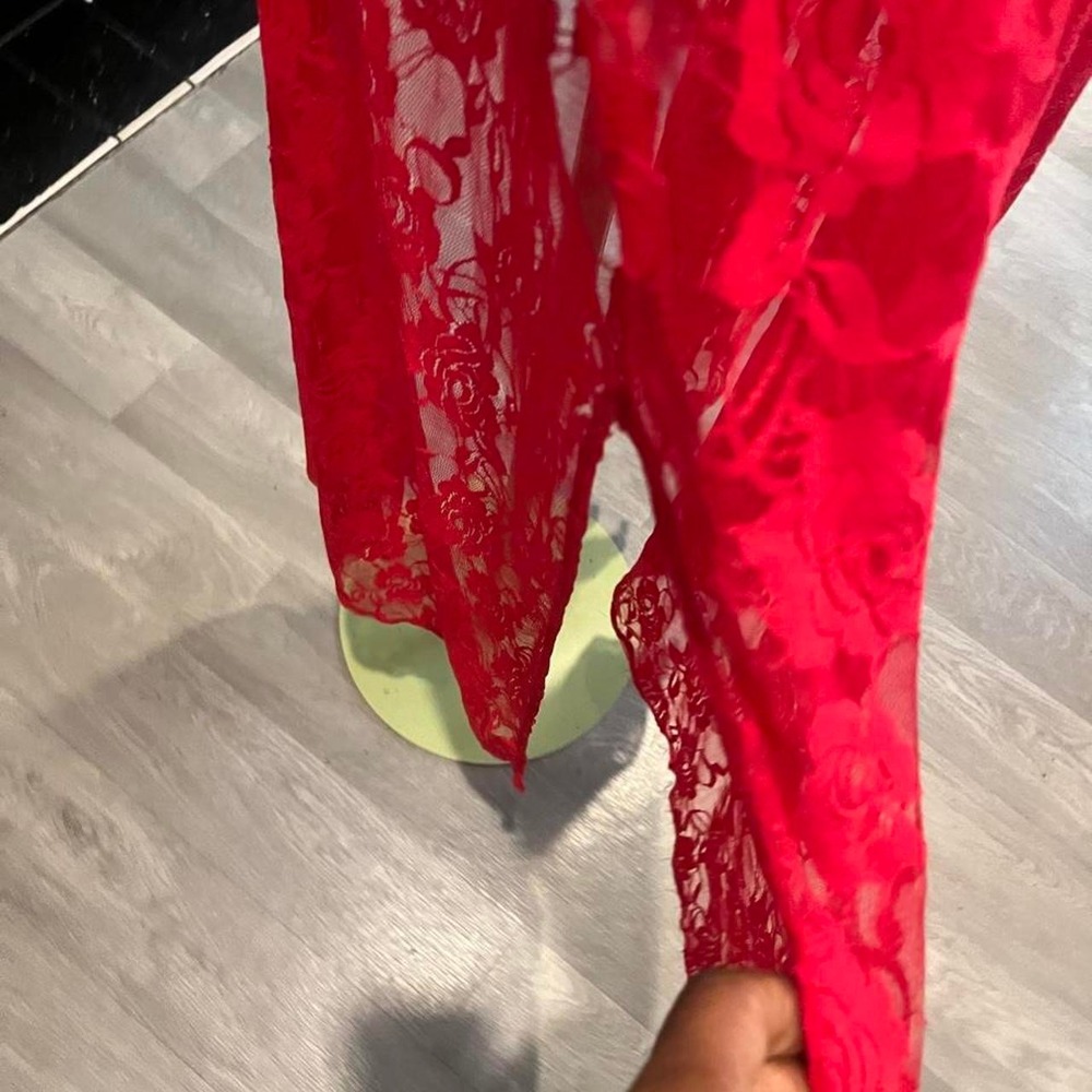 Red lace Lularoe cover up with floral pattern Sexy Grunge - Picture 4 of 6